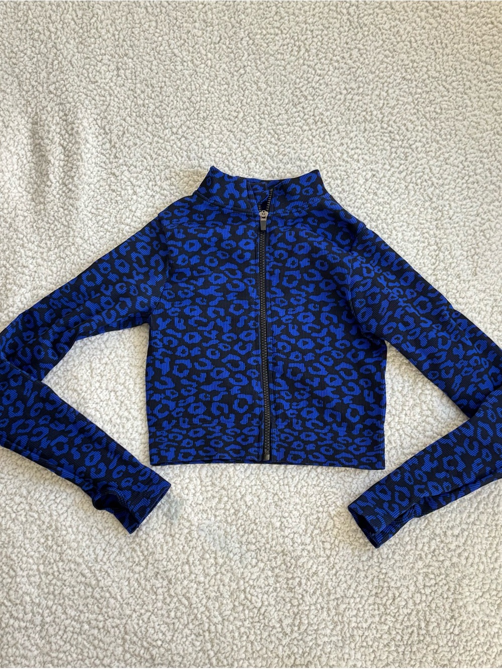 Kids Blue Leopard Print Zip-Up Jacket - Picture 4 of 4